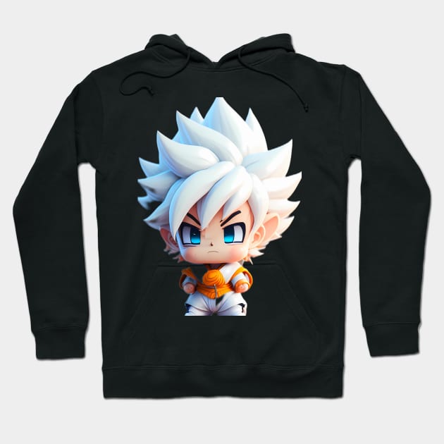 Ultra instinct white hair goku style martial artist miniature Hoodie by Miniunstube